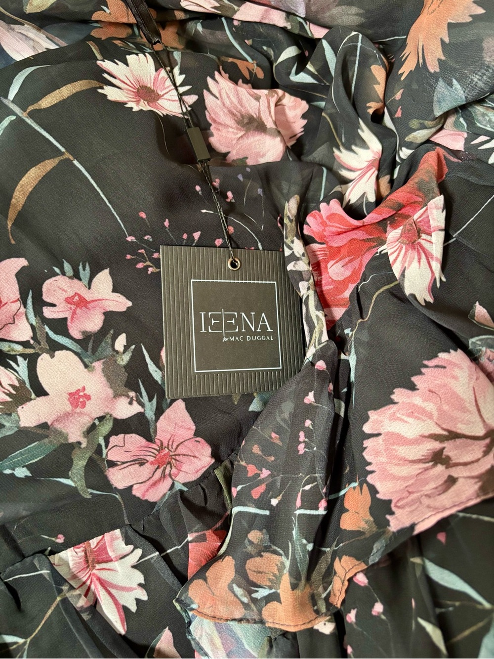 NWT Mac Duggal IEena Floral Ruffle Chiffon Dress Size 12 - Picture 10 of 11